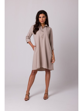 B257 Flared shirt dress - beige