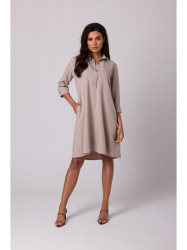 B257 Flared shirt dress - beige