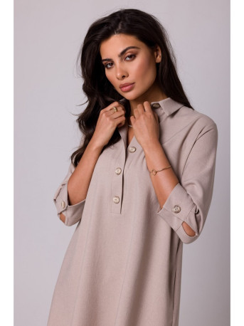 B257 Flared shirt dress - beige