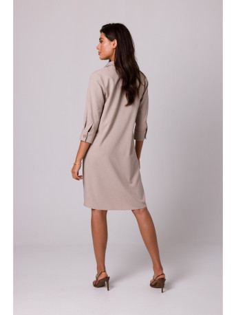 B257 Flared shirt dress - beige