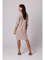 B257 Flared shirt dress - beige