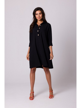 B257 Flared shirt dress - black