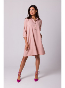 B257 Flared shirt dress - pink
