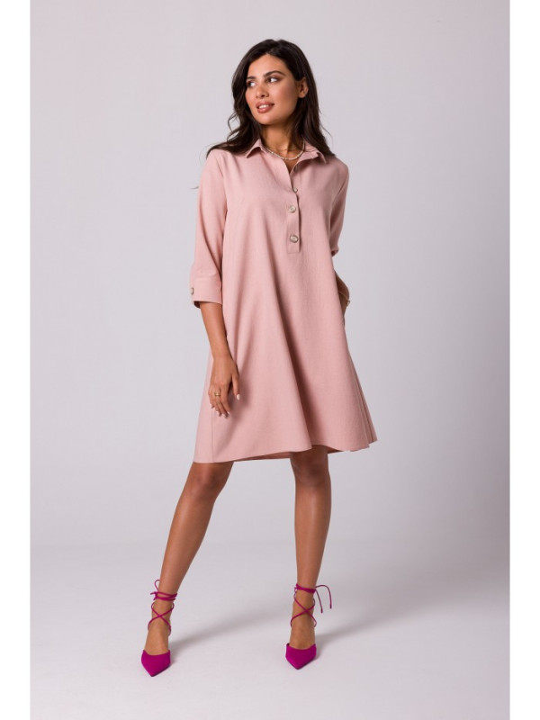 B257 Flared shirt dress - pink