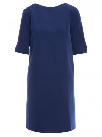 S113 Minimalist dress with back v-neck - navy blue