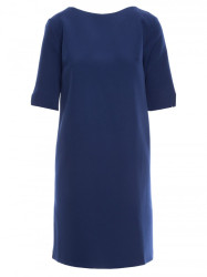 S113 Minimalist dress with back v-neck - navy blue