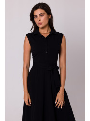B261 Fit and flare cotton dress - black