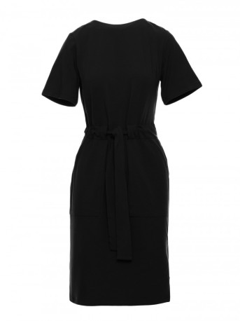 B263 Cotton dress with patch pockets - black