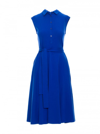 B261 Fit and flare cotton dress - royal blue