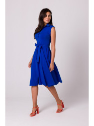 B261 Fit and flare cotton dress - royal blue