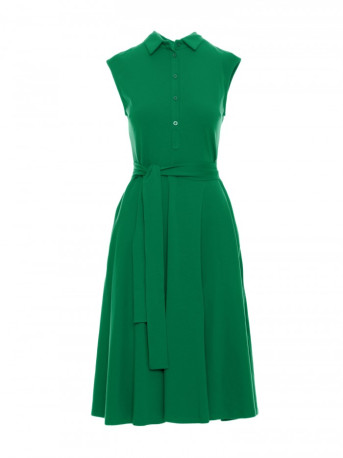 B261 Fit and flare cotton dress - green