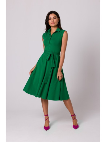 B261 Fit and flare cotton dress - green