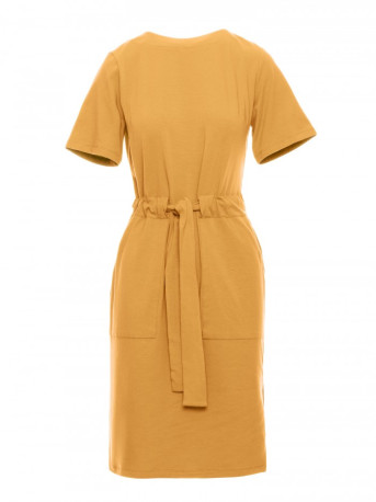 B263 Cotton dress with patch pockets - honey