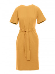 B263 Cotton dress with patch pockets - honey