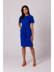B263 Cotton dress with patch pockets - royal blue