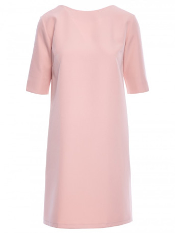 S113 Minimalist dress with back v-neck - powder