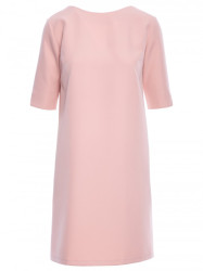 S113 Minimalist dress with back v-neck - powder