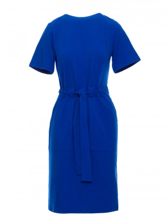 B263 Cotton dress with patch pockets - royal blue