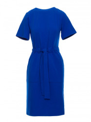 B263 Cotton dress with patch pockets - royal blue