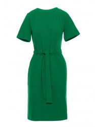 B263 Cotton dress with patch pockets - green