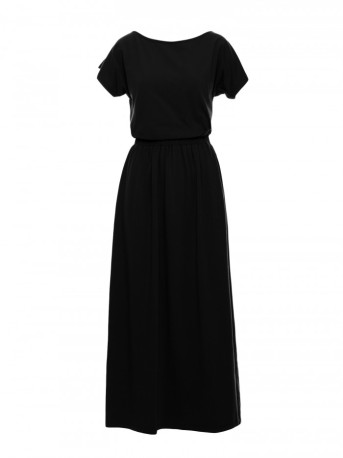 B264 Maxi dress with elasticated waist - black