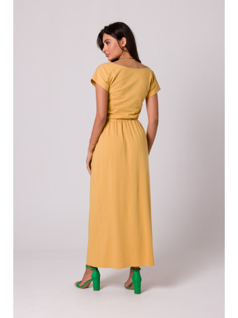 B264 Maxi dress with elasticated waist - honey