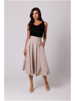 B265 High waisted flared skirt - beige