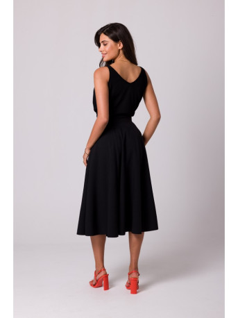 B265 High waisted flared skirt - black