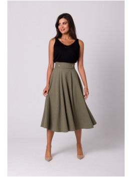 B265 High waisted flared skirt - olive