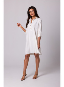 B257 Flared shirt dress - cream
