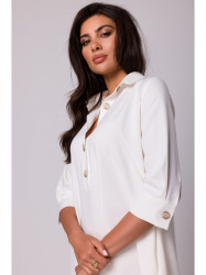 B257 Flared shirt dress - cream