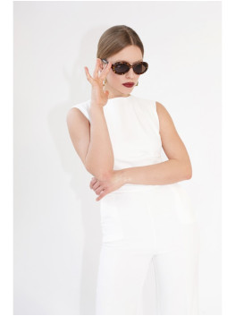 S115 Wide leg jumpsuit - ecru