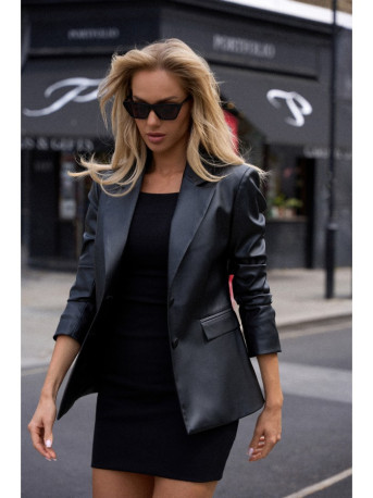 M748 Faux leather blazer - black