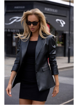 M748 Faux leather blazer - black