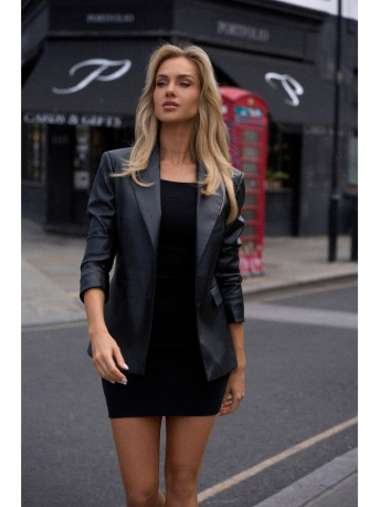 M748 Faux leather blazer - black