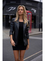 M748 Faux leather blazer - black