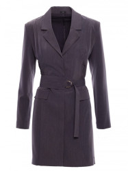 M749 Švarkelio formos suknelė su diržu - tamsiai pilka