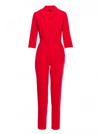 M751 Jumpsuit with shawl collar - red