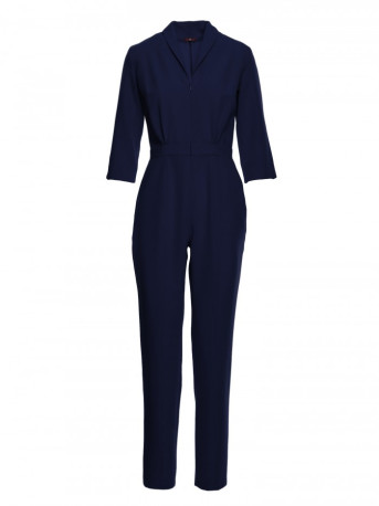 M751 Jumpsuit with shawl collar - navy blue