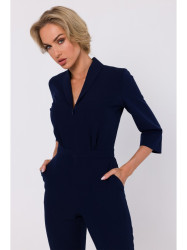 M751 Jumpsuit with shawl collar - navy blue