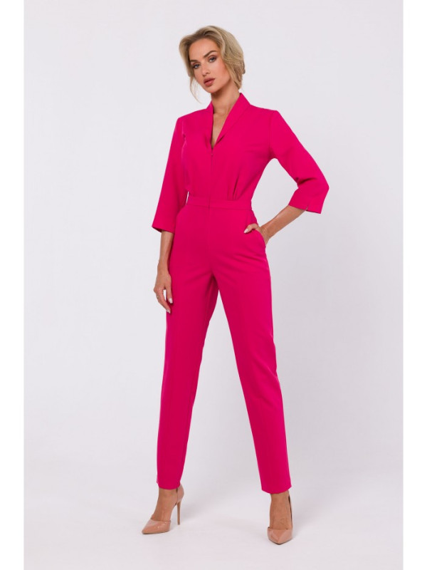 M751 Jumpsuit with shawl collar - pink