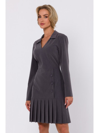 M752 Dress with pleated bottom hem - dark grey