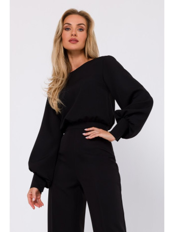 M754 Jumpsuit with decorative sleeves - black