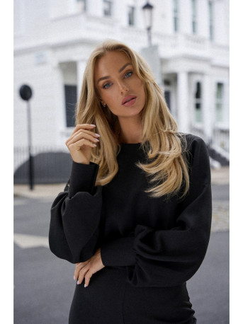 M754 Jumpsuit with decorative sleeves - black