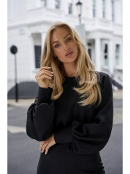 M754 Jumpsuit with decorative sleeves - black