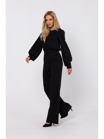 M754 Jumpsuit with decorative sleeves - black