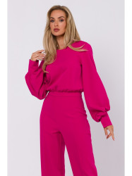 M754 Jumpsuit with decorative sleeves - fuchsia