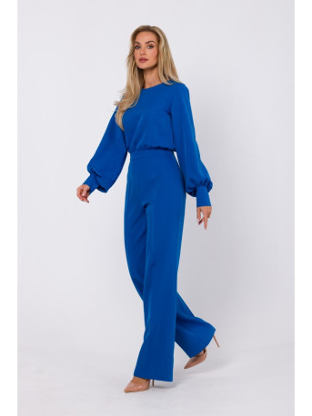 M754 Jumpsuit with decorative sleeves - blue