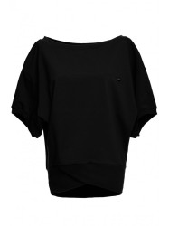 B079 Oversized blouse with a wrap detail - black
