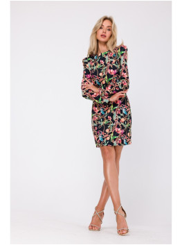 M756 Print dress with modeling stitching - model 2